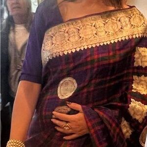 Elegant Purple and Gold Women's Saree